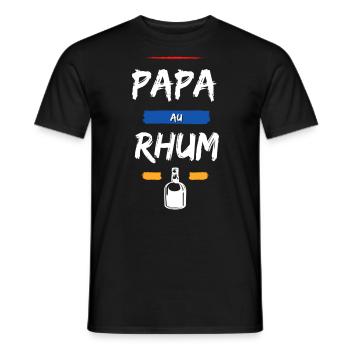 Papa au Rhum Bouteille. Humour Cadeau Anniversaire - T-shirt homme - noir - Devant - AI Model Male 178 light (178cm)