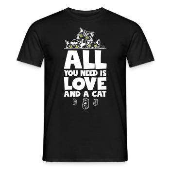All You Need Is Love And A Cat - Männer T-Shirt - Schwarz - Vorne - AI Model Male 178 light (178cm)