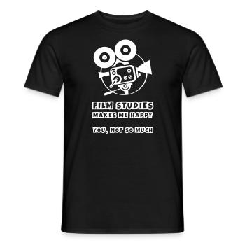 Les études cinématographiques me rendent heureux - T-shirt homme - noir - Devant - AI Model Male 178 light (178cm)