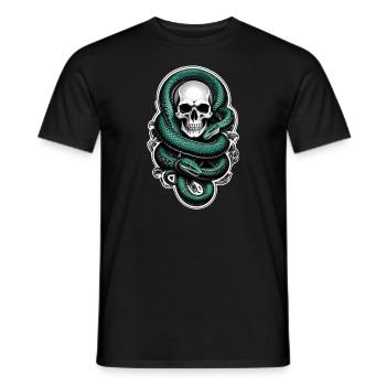serpent squelette et tatouage - T-shirt homme - noir - Devant - AI Model Male 178 light (178cm)