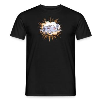 Airplane Flying - Men's T-Shirt - black - Front - AI Model Male 178 light (178cm)