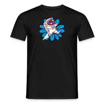 Astronaut Spaceship Spaceman - Men's T-Shirt - black - Front - AI Model Male 178 light (178cm)