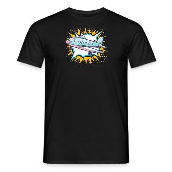 Airplane Airport - Men's T-Shirt - black - Front - AI Model Male 178 light (178cm)