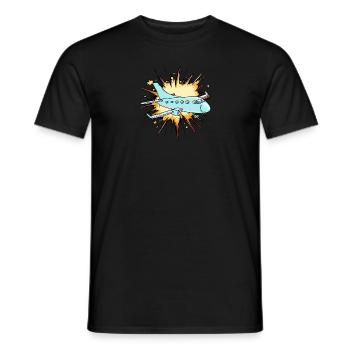 Airplane Flying - Men's T-Shirt - black - Front - AI Model Male 178 light (178cm)