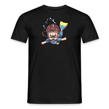 Plongeur Plongée en apnée - T-shirt homme - noir - Devant - AI Model Male 178 light (178cm)