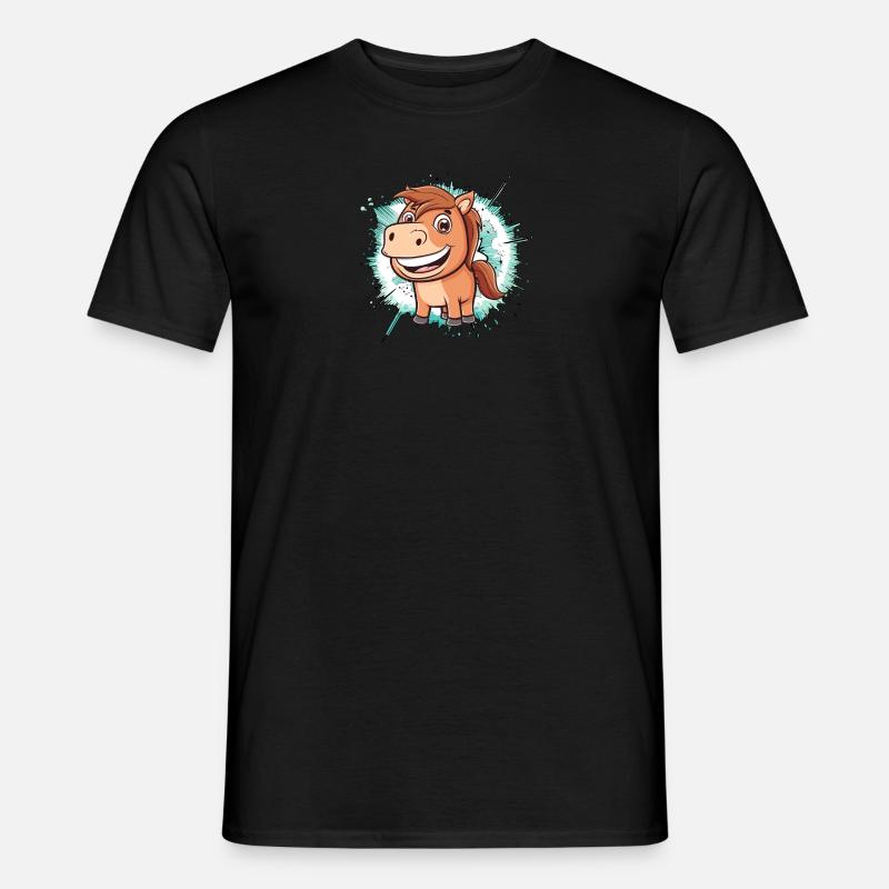 Pferde Pferdekopf Sattel - Männer T-Shirt - Schwarz