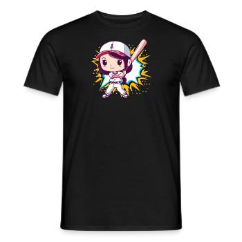 Baseball Batte de baseball Gant de baseball - T-shirt homme - noir - Devant - AI Model Male 178 light (178cm)