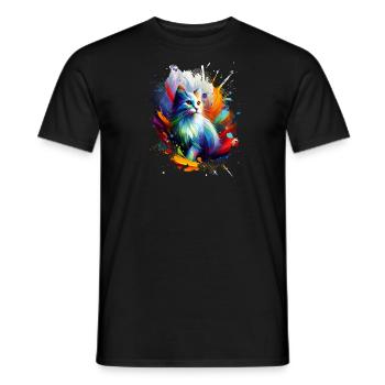 Chats colorés Oeuvre - T-shirt homme - noir - Devant - AI Model Male 178 light (178cm)