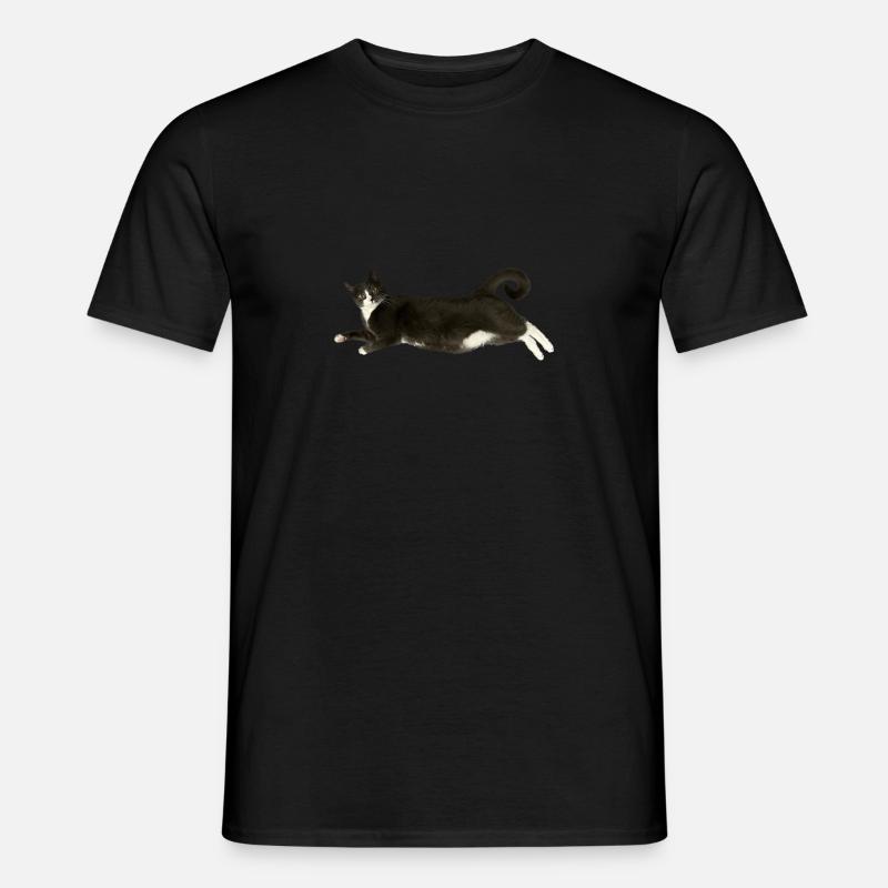 Katze grau weiß - Männer T-Shirt - Schwarz