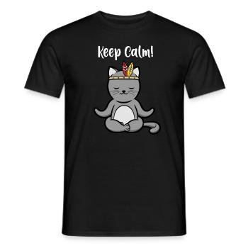Gardez calme chat yoga méditation pilates cadeau - T-shirt homme - noir - Devant - AI Model Male 178 light (178cm)
