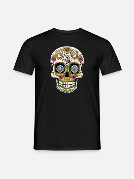 Sugar Skull on Day of the Dead - Men's T-Shirt - black