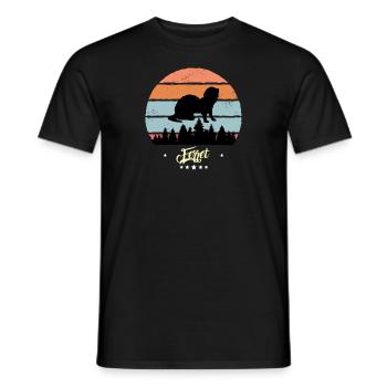 Ferret Vintage Retro Animals Sunset - Men's T-Shirt - black - Front - AI Model Male 178 light (178cm)