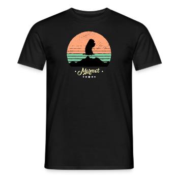 Marmotte Vintage Rétro Animaux Coucher de soleil - T-shirt homme - noir - Devant - AI Model Male 178 light (178cm)