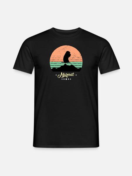 Marmotte Vintage Rétro Animaux Coucher de soleil - T-shirt homme - noir