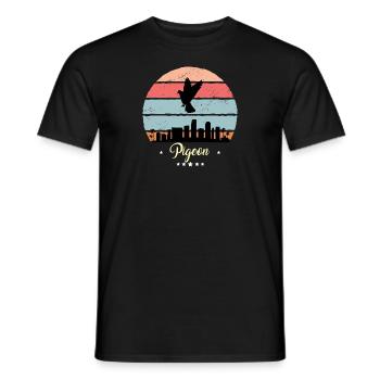 Colombe oiseau Vintage Rétro Animaux Coucher de soleil - T-shirt homme - noir - Devant - AI Model Male 178 light (178cm)