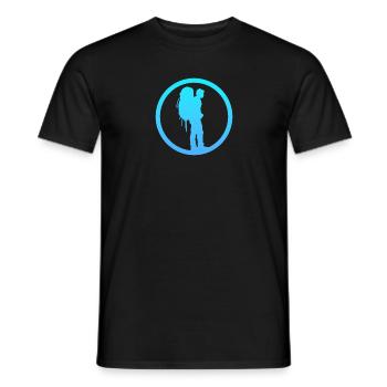 Backpacking Wanderer Rucksack - Männer T-Shirt - Schwarz - Vorne - AI Model Male 178 light (178cm)
