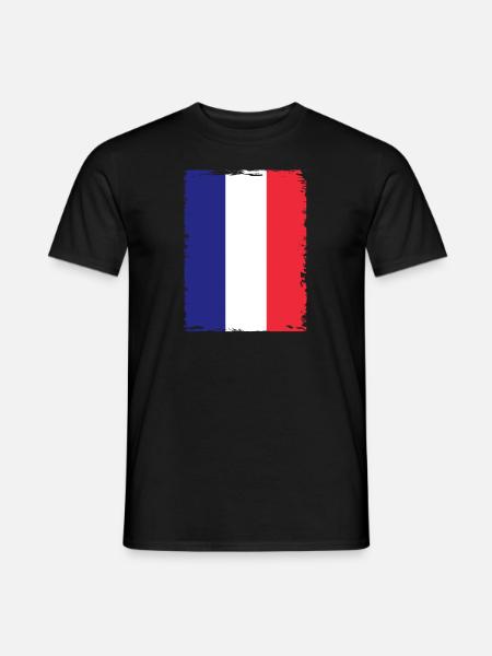 Frankreich Flagge Used Look Französische Fahne - Männer T-Shirt - Schwarz
