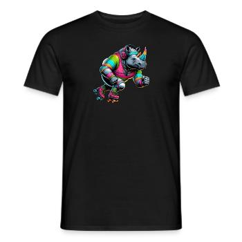Farbenfrohe Illustration eines Nashorns - Männer T-Shirt - Schwarz - Vorne - AI Model Male 178 light (178cm)