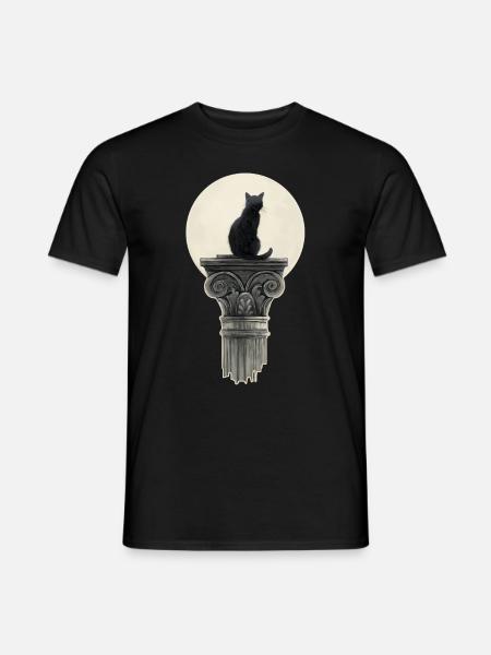 Schwarz Katze - Männer T-Shirt - Schwarz