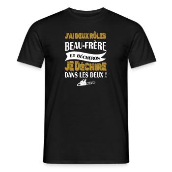 j'ai deux rôles beau-frère et bûcheron t-shirt - T-shirt homme - noir - Devant - AI Model Male 178 light (178cm)