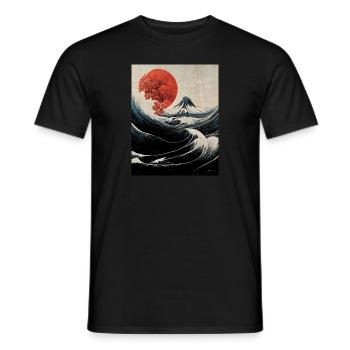 Japanese Ocean - Men's T-Shirt - black - Front - AI Model Male 178 light (178cm)