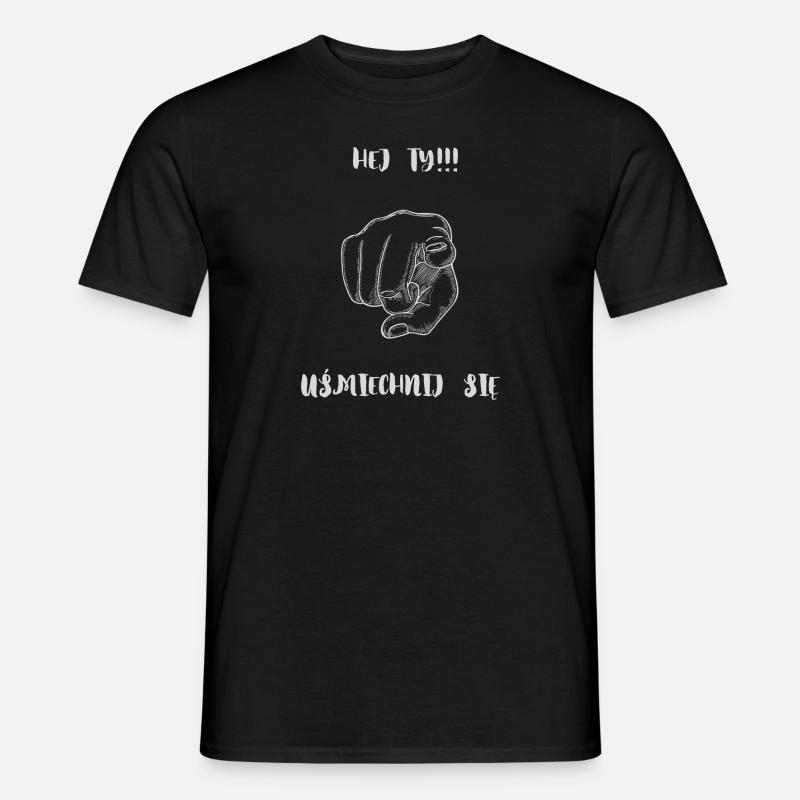Hey, lächle. - Männer T-Shirt - Schwarz