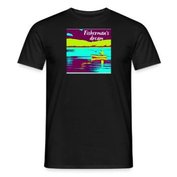 Pêcheur sur bateau au milieu du lac - T-shirt homme - noir - Devant - AI Model Male 178 light (178cm)