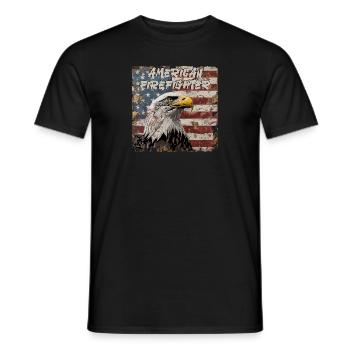 American Firefighter Flag Eagle - Männer T-Shirt - Schwarz - Vorne - AI Model Male 178 light (178cm)