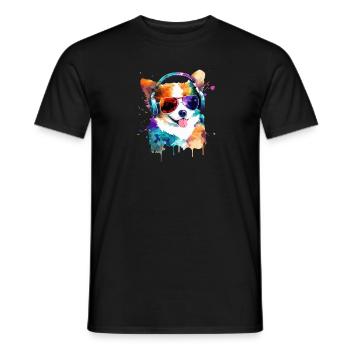 Süsser kleiner Gamer Hund Für Hundeliebhaber Bunt - Männer T-Shirt - Schwarz - Vorne - AI Model Male 178 light (178cm)