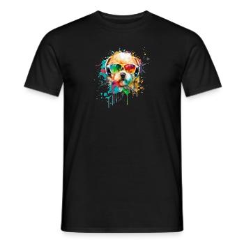 Süsser kleiner Gamer Hund Für Hundeliebhaber Bunt - Männer T-Shirt - Schwarz - Vorne - AI Model Male 178 light (178cm)