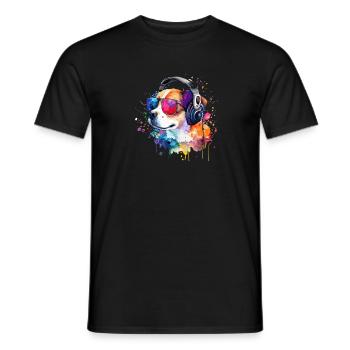 Süsser kleiner Gamer Hund Für Hundeliebhaber Bunt - Männer T-Shirt - Schwarz - Vorne - AI Model Male 178 light (178cm)