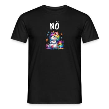 Licorne disant non garçon et fille créature mythique - T-shirt homme - noir - Devant - AI Model Male 178 light (178cm)
