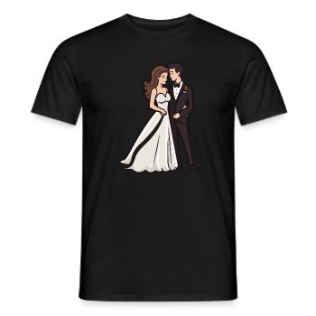 Couple Wedding Bride Groom - Men's T-Shirt - black - Front - AI Model Male 178 light (178cm)