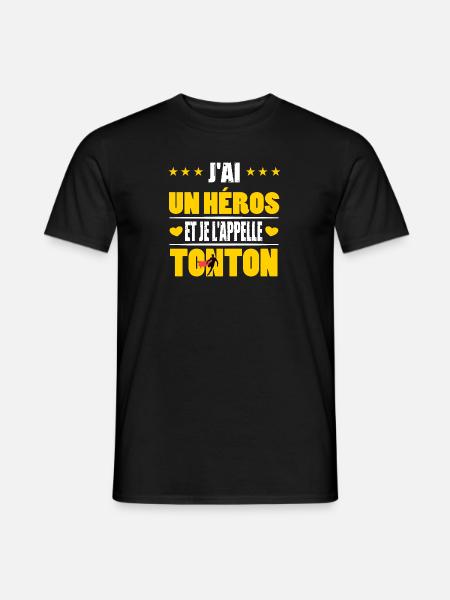 j'ai un héros et je l'appelle tonton - T-shirt homme - noir