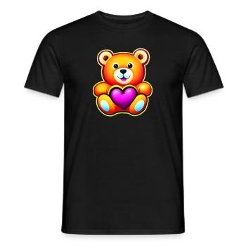 Niedlicher süßer Teddybär mit rosa Herz - Männer T-Shirt - Schwarz - Vorne - AI Model Male 178 light (178cm)