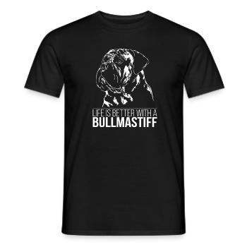BULLMASTIFF Life better dog saying dogs Wilsigns - Men's T-Shirt - black - Front - AI Model Male 178 light (178cm)