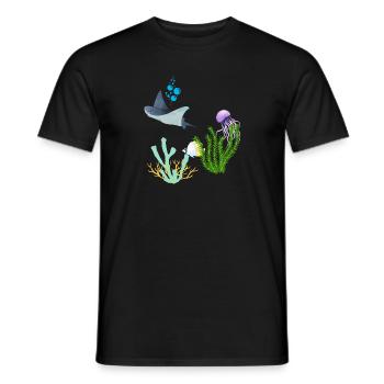 Ray Jellyfish Underwater World Coral Fish - Men's T-Shirt - black - Front - AI Model Male 178 light (178cm)