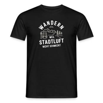 Wandern, Weil Stadtluft Nicht Schmeckt - Männer T-Shirt - Schwarz - Vorne - AI Model Male 178 light (178cm)