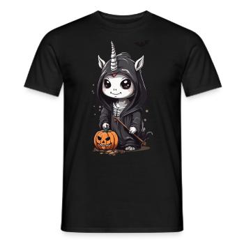 Kawaii Halloween Unicorn Grim Reaper Design - Men's T-Shirt - black - Front - AI Model Male 178 light (178cm)