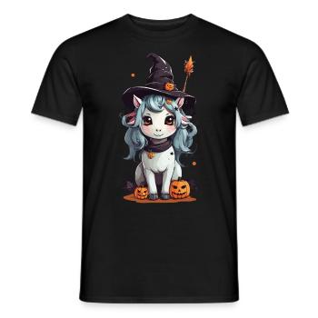 Hexe Pony Magisches Halloween Pferde Design - Männer T-Shirt - Schwarz - Vorne - AI Model Male 178 light (178cm)