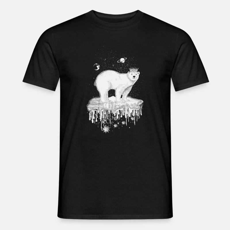 Eisbär mit Krone auf Eisscholle - Männer T-Shirt - Schwarz