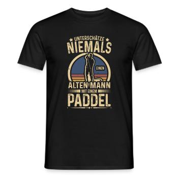 Alter Mann mit Paddel Kanufahrer Vintage Kanusport - Männer T-Shirt - Schwarz - Vorne - AI Model Male 178 light (178cm)