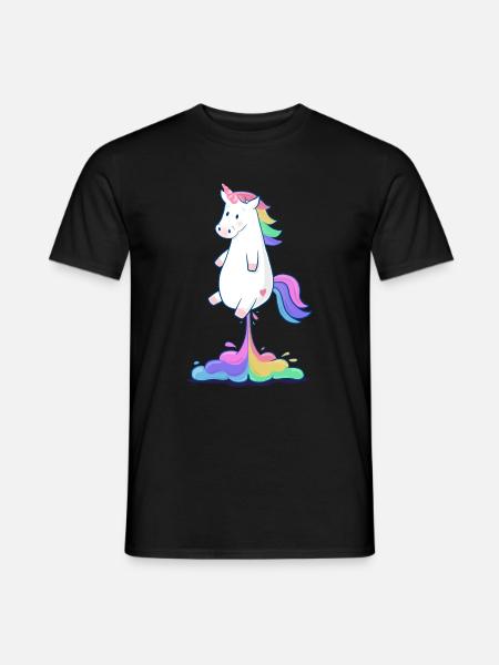 Puffing rainbow unicorn - Men's T-Shirt - black