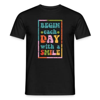 Motivierender T-Shirt Smile Day Grunge Effekt - Männer T-Shirt - Schwarz - Vorne - AI Model Male 178 light (178cm)