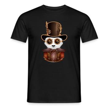 Steampunk Panda Bear avec chapeau cylindre et lunettes - T-shirt homme - noir - Devant - AI Model Male 178 light (178cm)