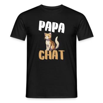 Papa Chat: Chat orange et Typo Large - T-shirt homme - noir - Devant - AI Model Male 178 light (178cm)