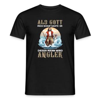 Lustiger Gott Angler Hobby Angeln Spruch - Männer T-Shirt - Schwarz - Vorne - AI Model Male 178 light (178cm)