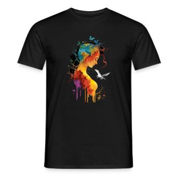 Earthed Soul with Butterfly and Dove - Men's T-Shirt - black - Front - AI Model Male 178 light (178cm)
