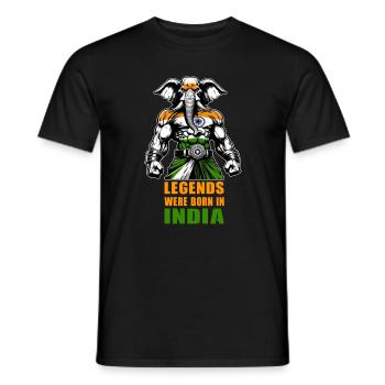 Motif de légendes d'éléphants d'Inde - T-shirt homme - noir - Devant - AI Model Male 178 light (178cm)