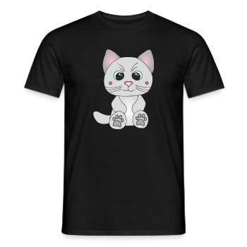 Süße graue Katze - Männer T-Shirt - Schwarz - Vorne - AI Model Male 178 light (178cm)